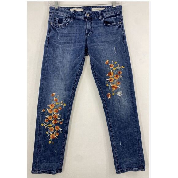 Pilcro Denim - Pilcro And The Letterpress Slim Boyfriend Embroidered Jean Size 31 Floral